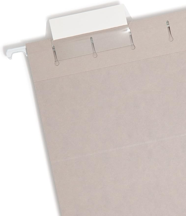 Smead Colored Hanging File Folder with Tab, 1/5-Cut Adjustable Tab, Letter Size, Gray (64063), (Pack of 10, 250 Count Total) - Image 2