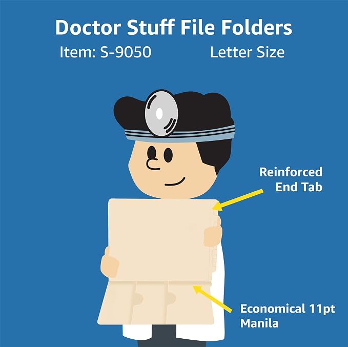 Double-Pocket Manila File Folders, Doctor Stuff, Reinforced End Tab, Secure Document Storage, Ideal for Medical and Office Use, Heavy-Duty 11pt Manila Stock, Carton of 250 - Image 4