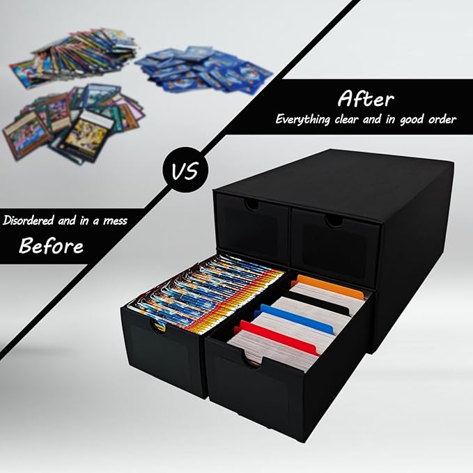 4 Sets Trading Card Storage Boxes, Includes 16-750 CT Boxes & 64 Dividers, 12000+ Trading Cards Organizer for Collectible Card Games, Sports Cards, TCG, with Labels & Pen - Image 7