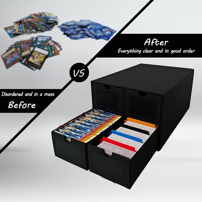 6 Sets Trading Card Storage Boxes, Includes 24-750 CT Boxes & 96 Dividers, 18000+ Trading Cards Organizer for Collectible Card Games, Sports Cards, TCG, with Labels & Pen - Image 7