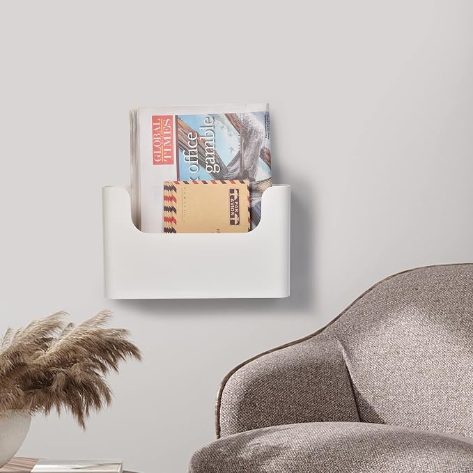 Jomola No Drilling Wall Mount File Holder - Mail Organizer with Adhesive Pad, Off-White (1 Count) - Image 7
