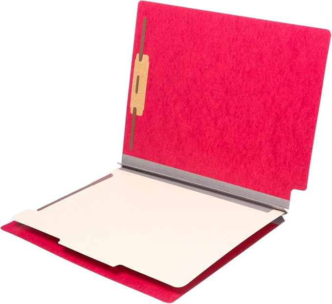 TAB Pressboard Classification Folder - End Tab, 1 Divider, 4 Fasteners, 2" Expansion, Letter Size - Executive Red, 25/Box - Image 2