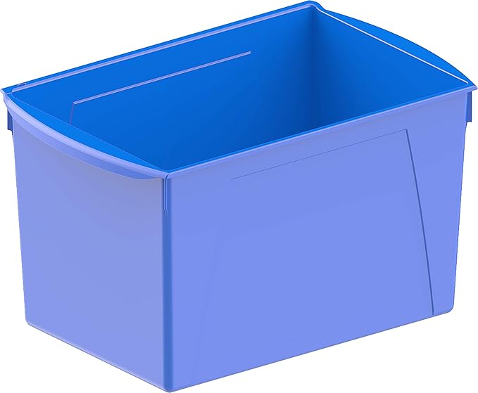 Storex Extra-Large Book Bin, Interlocking Plastic Organizer for Home, Office and Classroom, Blue, (71135U06C) (Pack of 6) - Image 2
