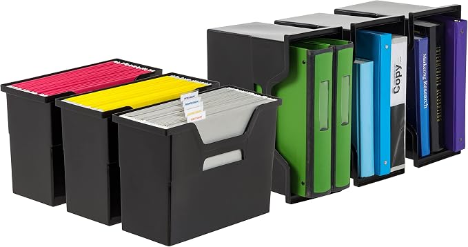 IRIS USA 6-Pack Medium Desktop File Box with Open Lid, Black | Organize paperwork, mail, magazines, and office supplies with portable storage for desks, classrooms, and home workspaces - Image 10