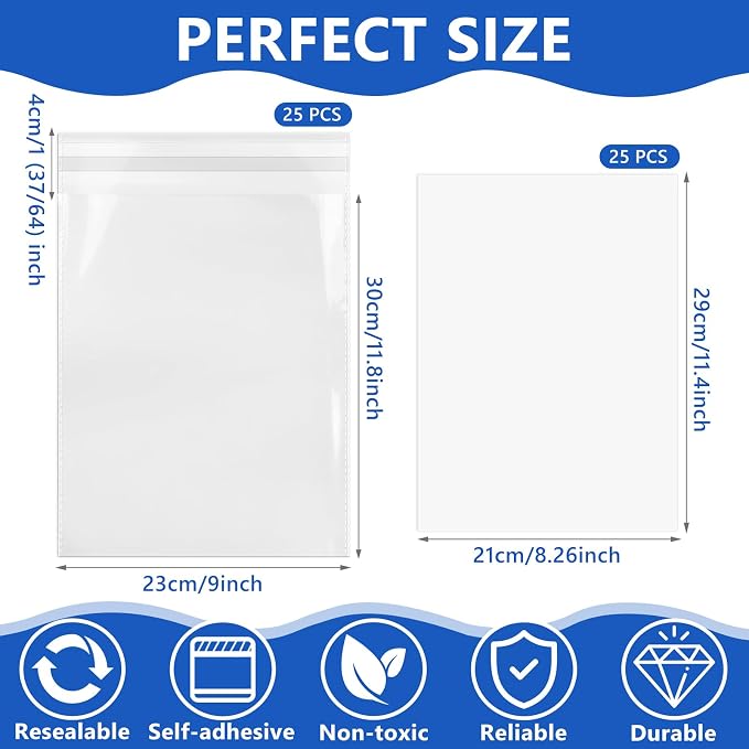 25 Pcs Magazine & Comic Book Protector Sleeves with 25 Backing Boards - Full Archival Set, Acid-Free Plastic Sleeves & Hard Boards for Collectors - Image 2