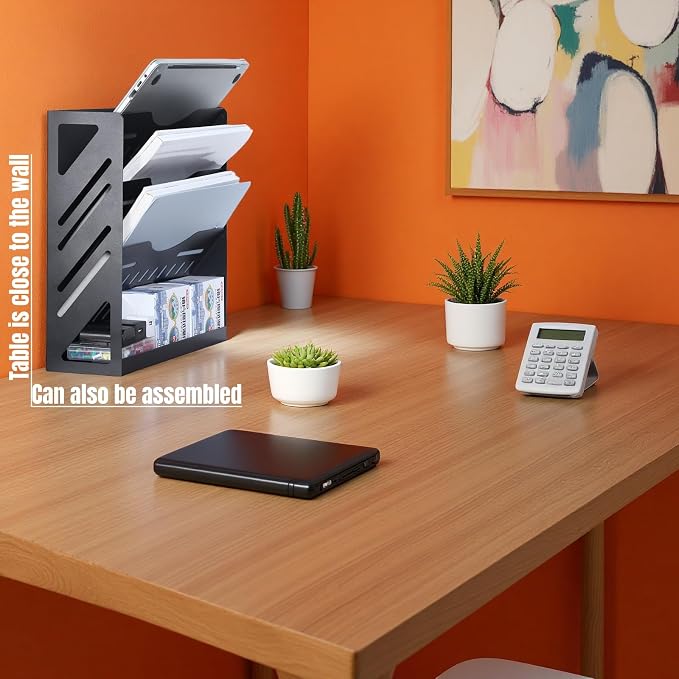 CanKing Metal File Organizer 4-Tier Clamp Desk and Wall Mount | Sturdy paper holder and wall mail shelf featuring integrated compartmentalized bill storage for desktop and office use - Image 4