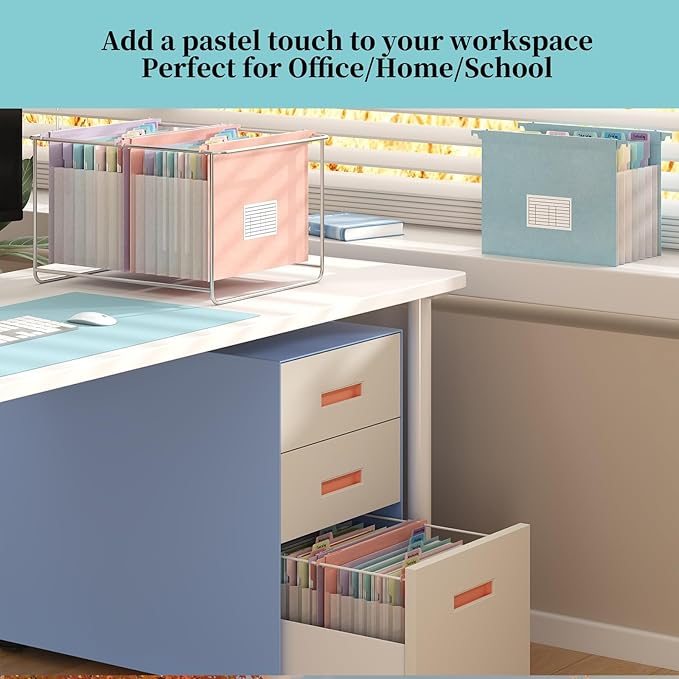 Expanding Hanging File Folders for Filing Cabinet, 7 Accordion Pockets, 1.2'' Expandable, Multi-Color Tabs, Letter Size, 50% Wheat Straw, 3 Pack (Assorted Pastel) - Image 6