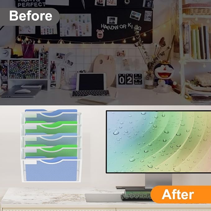 Kuntine.B Wall File Organizer Office Hanging Magazine Holder Wall File Organizer for Office Home - Image 3