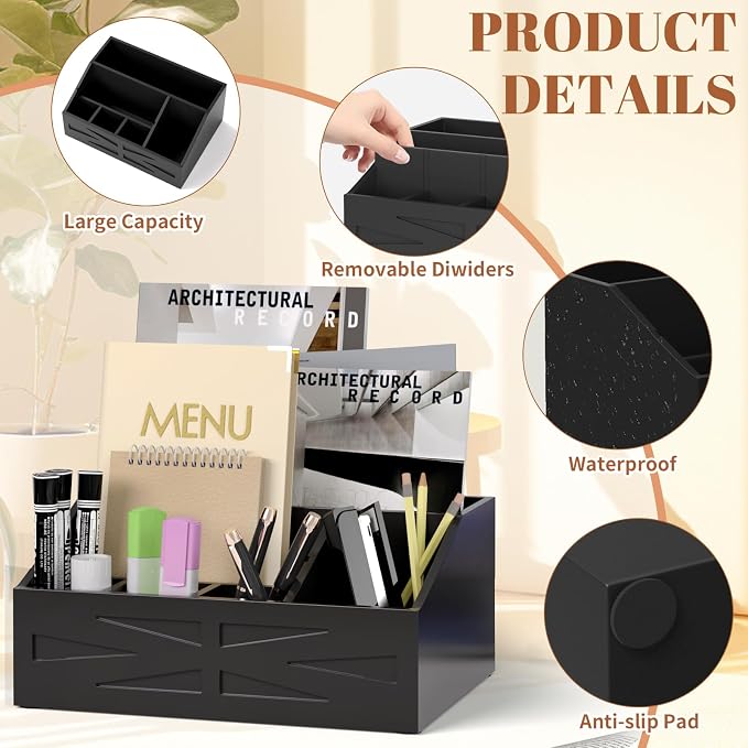 Large Mail Organizer Countertop,Farmhouse Desk and Kitchen Countertop Storage, Letter Sorter, Desk Mail and Bill Organizer, Desktop File and Paper Holder - Image 3