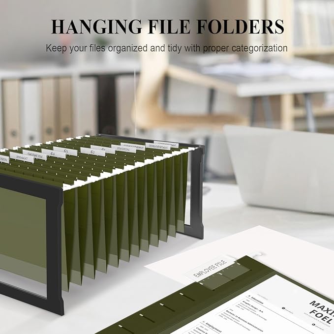 ViVin Hanging File Folders, 1/5-Cut Adjustable Tabs with 48 Per Box, 2 Inch Expansion, 48 Pack Letter Size Hanging File Folders, Designed for Office Home School Filing Cabinet(Green) - Image 5