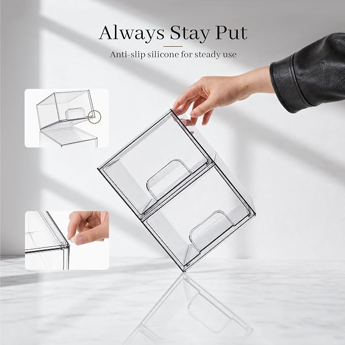 Clear Stackable Storage Drawers, Acrylic Bathroom Makeup Organizer, Plastic Bins for Art Tool & Sketch, Durable Containers for Countertop, Cabinet, Vanity, Medicine Organization - Image 7