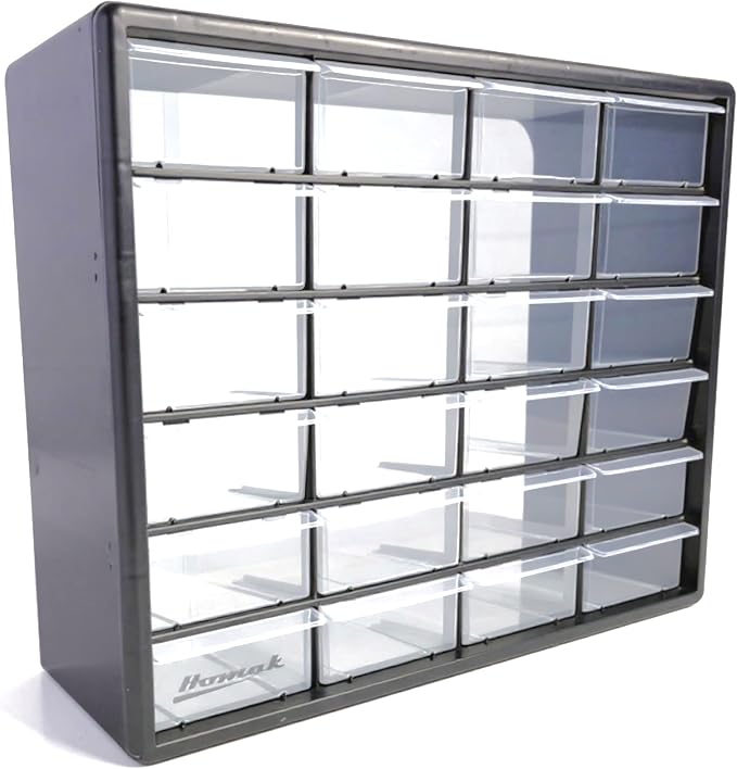 Homak 24-Drawer Parts Organizer, Black, HA01024152 by HMC+Holdings+LLC+-+Homak