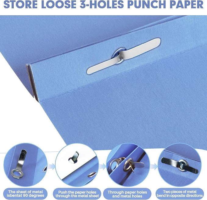 Two Pocket Folders, RAZCC 100 Pack Two Pocket Folders with Prongs, 3 Prong Folders Fit Letter Size Paper, Pocket Paper File Folders for School Office Home Business, Assorted 10 Colors - Image 4