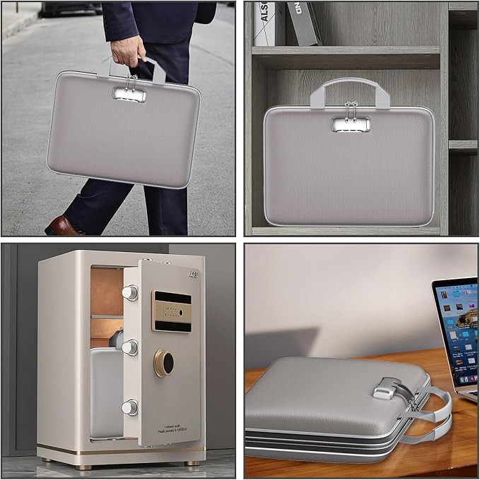 Fireproof File Organizer with Lock, Hard-Shell Document Box, Gray | Water Resistant, 13-Pocket Expanding Folder, Portable Safe Storage for Letter Legal Files, Laptop, Valuables, Large Capacity - Image 7