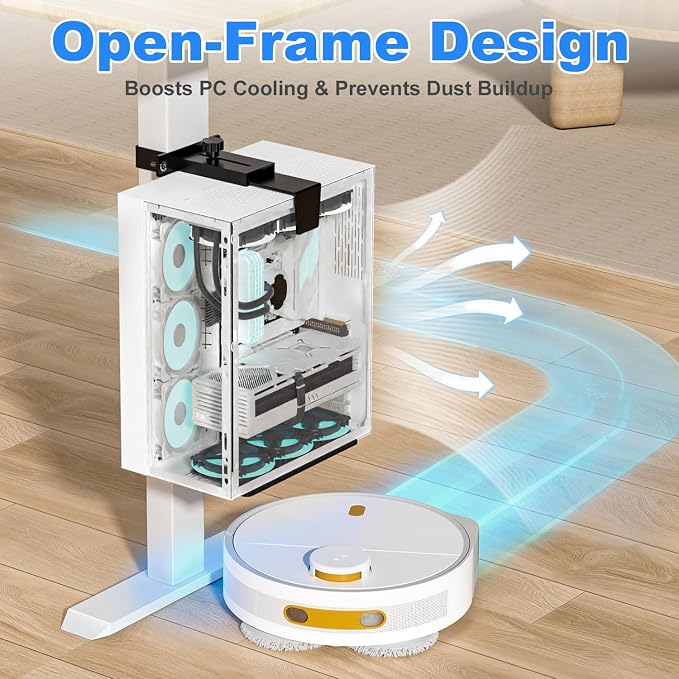 Under Desk PC Mount - Fits 3 Fixed Desk Leg Sizes, CPU Holder Under Desk | No Drilling 40 lb Capacity, Adjustable Clamp-on Desk Leg PC Mount for Standing Desk, with Non-Slip Pads, White - Image 7