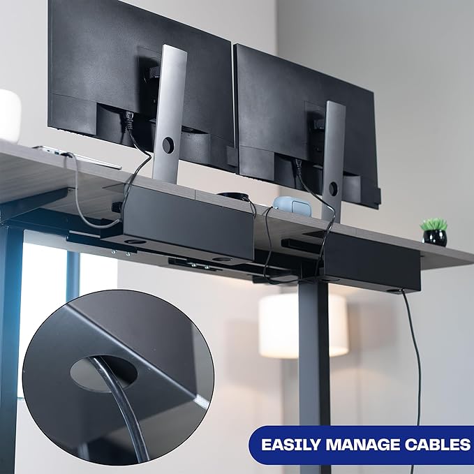 VIVO Under Desk 17 inch Cable Management Trays, Power Strip Holders, Cord Organizers, Wire Tamers for Office and Home, Black, 2 Pack, DESK-AC06-2C | Set of 2, Low Profile Power Strip Holder, Cord Organizer, Wire Tamer Steel Cable Rack for Office and Ho... - Image 5