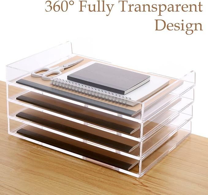 SANRUI Acrylic Paper Tray Organizer, Stackable Desk Organizer, 2-Pack | Desk Organizers and Accessories, Enlarged File Organizer for Documents, Files, Letters, Books 13.8 x 9.2 x 3.5 inches, Clear - Image 9