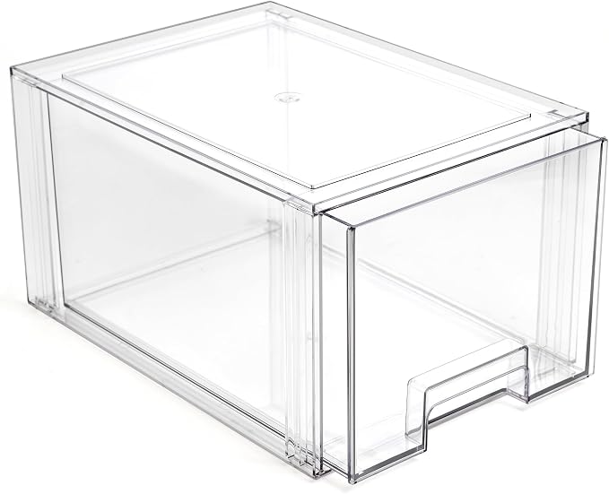 BINO | Stackable Storage Drawers, Tall Large - Clear | THE CRATE COLLECTION | Storage Bins With Drawers | Bathroom Organizers | Under Sink Organizer | Vanity Cabinet Home Organization by BINO
