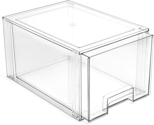 BINO | Stackable Storage Drawers, Tall Large - Clear | THE CRATE COLLECTION | Storage Bins With Drawers | Bathroom Organizers | Under Sink Organizer | Vanity Cabinet Home Organization by BINO