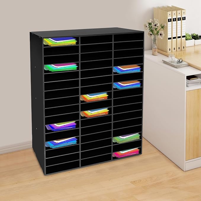 48 Slot Mail Sorter Organizer PVC File Organizer with Removable Shelves | 48 Individual Compartments, Top Storage Platform, 110 Lbs Load Capacity, Easy Assembly with Gloves Included - Image 3
