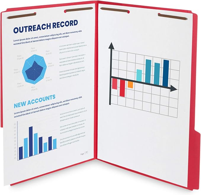 Blue Summit Supplies 50 Fastener File Folders, Legal, Heavy Duty, Red | Heavy-duty 14pt, reinforced 1/3 top tab, legal size, embedded fasteners, for legal, medical, and office records - Image 3