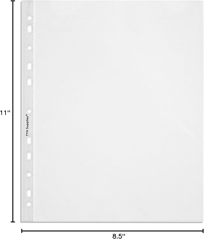 TYH Supplies 50 Pack Non-Glare Sheet Protectors for 3 Ring Binder, 8.5 x 11 Letter Size | Clear Matte Plastic Page Protectors, 11-Hole Punched | Top Loading Sleeves for School Office Classroom Home - Image 7