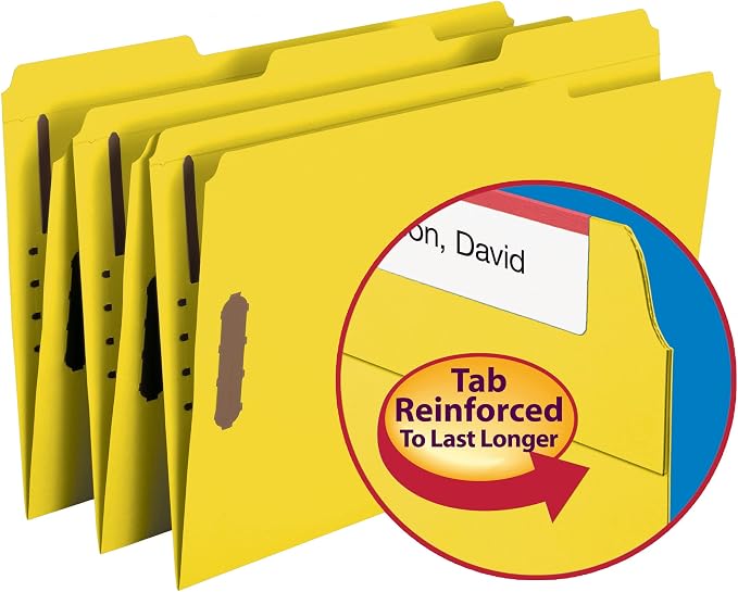 Smead Fastener File Folder, 2 Fasteners, Reinforced 1/3-Cut Tab, Legal Size, Yellow, 50 per Box (17940) (Pack of 1) - Image 11