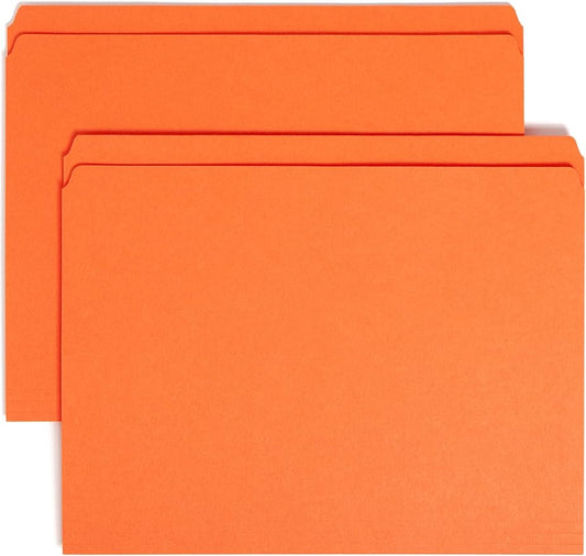 Smead File Folder, Reinforced Straight-Cut Tab, Letter Size, Orange, 100 per Box (12510) by SMEAD