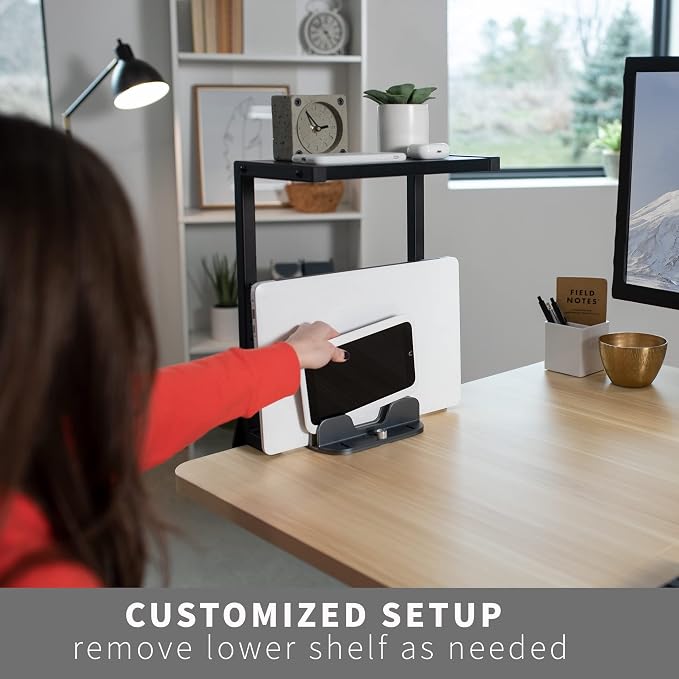 VIVO Clamp-on 13 inch Above or Below Desk 2-Tier Shelving Unit for Table Accessories, Gaming Devices, and More, Storage Tray, Desktop Organizer, Black, STAND-SHELF2C | Above or Below Desk, 2 Level Shelving Unit for Table Accessories, Gaming Devices, an... - Image 9