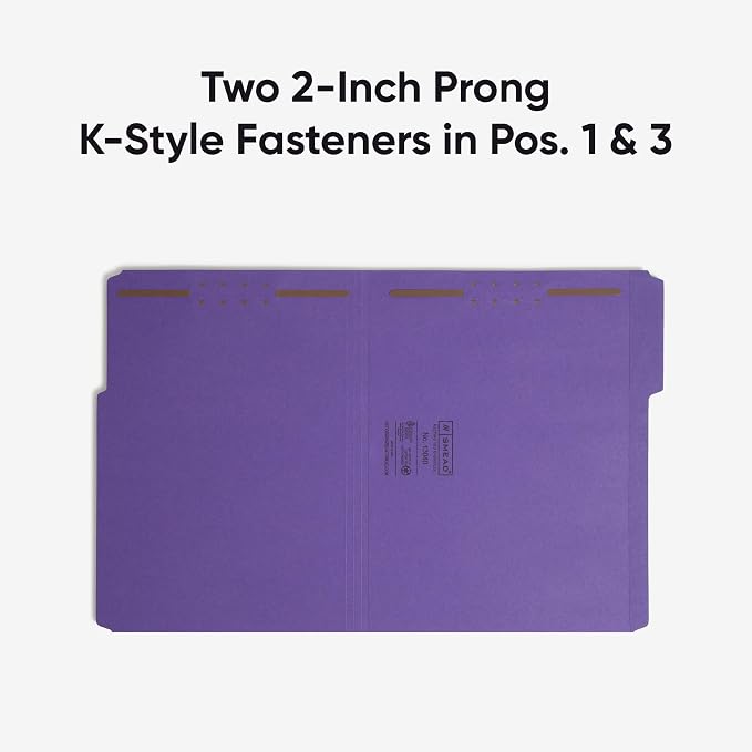 Smead Fastener File Folders, Reinforced 1/3-Cut Tabs, 2 Fasteners, Letter Size, Purple, 50 per Box (13040) - Image 6