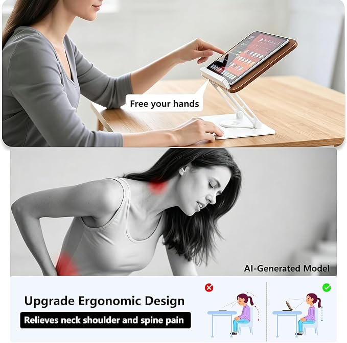 2-in-1 Adjustable Floor & Desktop Music Book Stand, White | Detachable Reading Holder, Height 36"-62", 360° Rotating, For Music, Laptop, Cookbook - Image 6