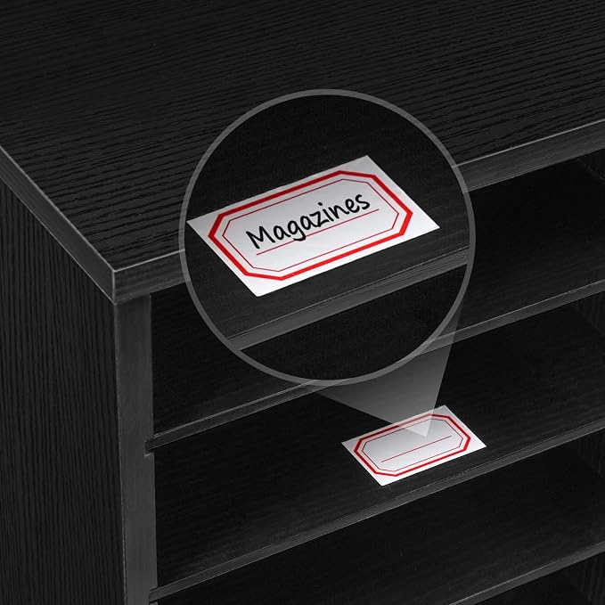 HOOBRO Literature Organizers, 12 Compartments Office Mailbox with Adjustable Shelves, Wood Countertop Literature Sorter for Office, Home, Classroom, Mailrooms Organization Black BK12WF01 - Image 5