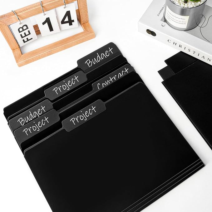120 Pack File Folders 8.5 x 11 Inch, 1/3 Cut Tab Black File Folders Letter Size, School Business Office Filing Folder for Document, Black - Image 2