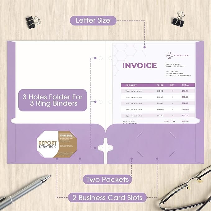 Folders with Pockets, 2 Pocket Folders Bulk (120 Pack, Assorted Colors), Paper Folders with Pockets 3 Hole Punched with Business Card Slot, Letter Size, File Folders for School Office Home - Image 2