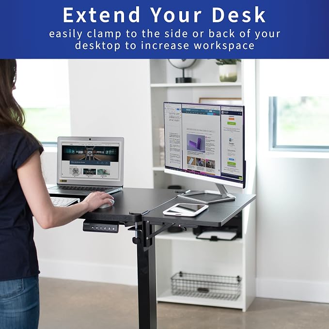 VIVO Clamp-on 24 x 12 inch (14 Including Clamps) Desk Extender, Wrist Support, Foldable Keyboard Tray, Table Mount for Sit Stand Desks, Black, DESK-EXT24. | Foldable, Wrist Support Arm Rest, Office Keyboard Tray, Side Table Extension Attachment - Image 5
