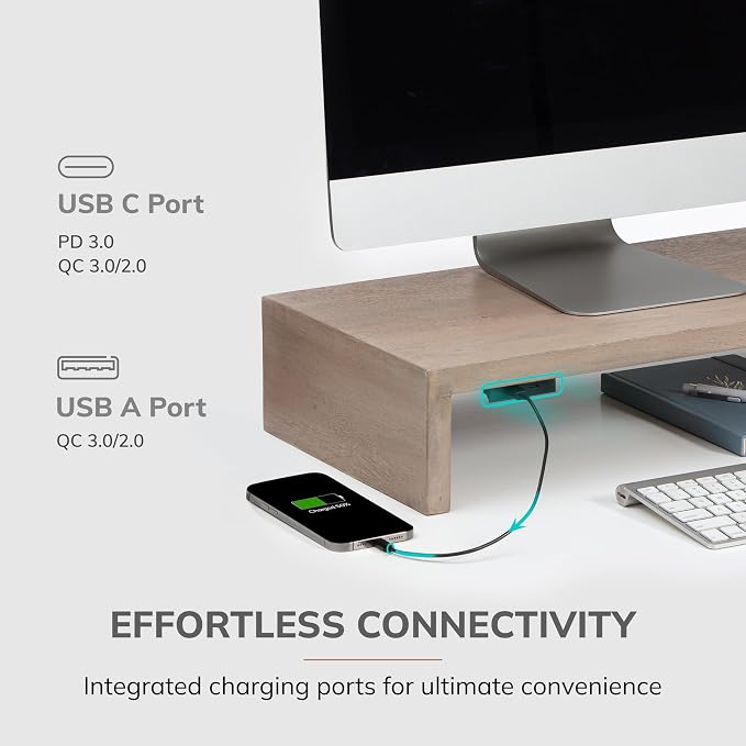 Anji Mountain Wooden Monitor Stand - Elegant Monitor Riser, Perfect Monitor Stand for Desk Organization, Durable Wood Construction monitor stands, Enhances Ergonomics and Workspace Efficiency,Biscotti - Image 3