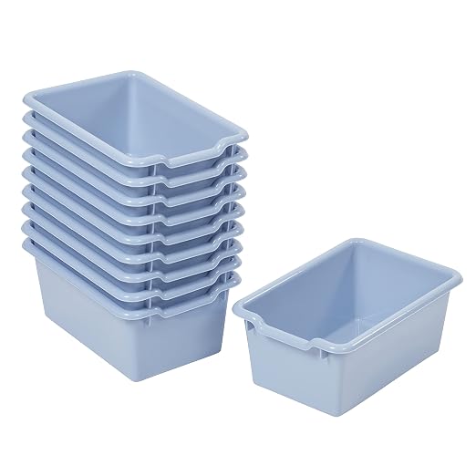 ECR4Kids Scoop Front Storage Bins, Multipurpose Organization, Powder Blue, 10-Piece by ECR4Kids