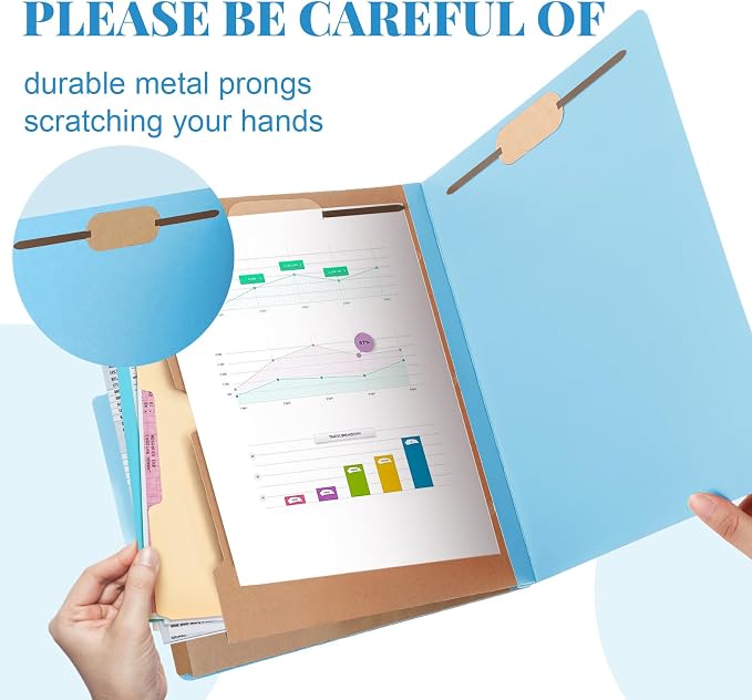 12 Pcs Skyygemm Classification Folder Letter Size, 2 Pocket File,Blue | Back to School Supplies, File Organizer with Fastener, Expanding File Organizer Bulk for Office Employee, Staff, Teacher - Image 3