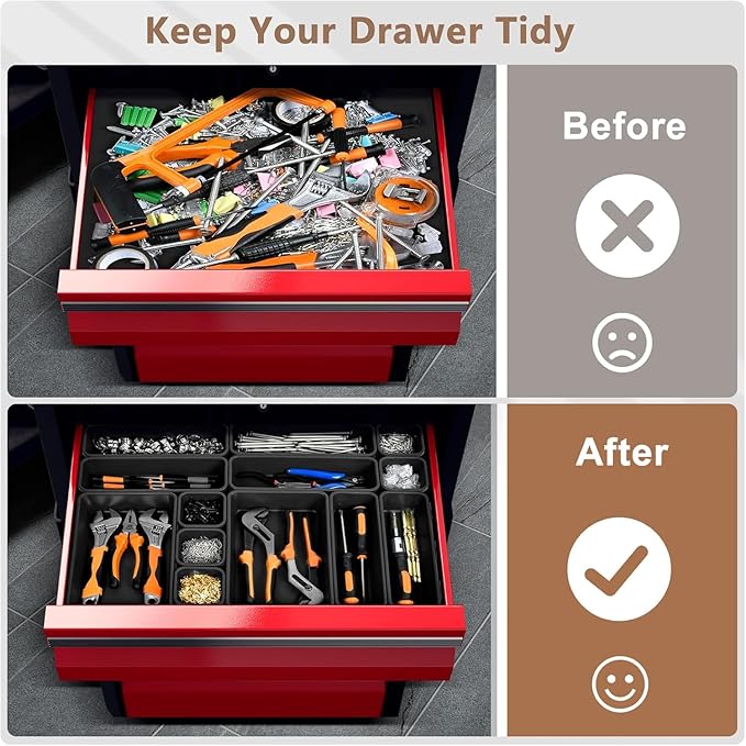 A-LuGei 【 】 Tool Box Organizer Tray Set Drawer Organizer Divider | 【Fits 100+ Tools】 Extra-Thick Plastic for Tool Chest Cart Desk Drawer Organizer Garage Organization Workbench Office Storage - Image 5