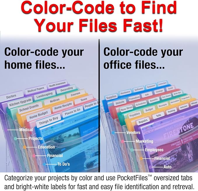 Ultimate Office Step UP File Desktop Organizer Plus 25 Color Poly Folders | Files Your Piles! StationMate Project Manager Keeps 25 of Your Most Important Projects at Your Fingertips and In Clear View - Image 3