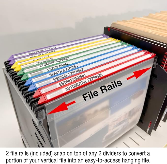Ultimate Office TierDrop Topper Hanging Vertical File Organizer, 7 Slot | 9 dividers adjustable in 1 inch increments; sits atop TierDrop sorters to add vertical filing for folders and binders - Image 4