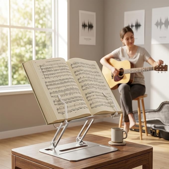 Book Holders for Reading Hands Free - Acrylic Book Stand for Reading, Ergonomic Reading Stand for Textbook Student, Bible Stand, Portable Book Stand for Desk,Recipe,Music Sheets - Image 3