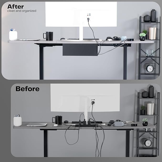 VIVO Under Desk 17 inch Cable Management Trays, Power Strip Holders, Cord Organizers, Wire Tamers for Office and Home, Black, 2 Pack, DESK-AC06-2C | Set of 2, Low Profile Power Strip Holder, Cord Organizer, Wire Tamer Steel Cable Rack for Office and Ho... - Image 4
