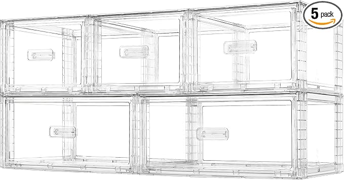 Vtopmart 5 Pack Large & Medium Storage Stackable Drawers Set | Easy Assembly Clear Plastic Storage Cabinet, Durable Dresser for Closet, Bedroom, Entryway, Playroom & Apartment Organization by Vtopmart