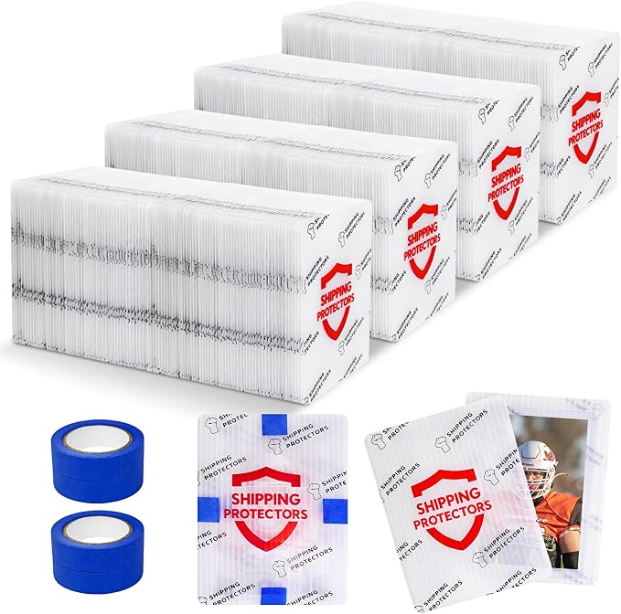 510-Pack Trading Card Shipping Protectors 3.5'' x 4.5'' with 4 Rolls of Tape, Heavy Duty Corrugated Sheet for Safe Shipping, Precut Card Mailers for Sports, MTG, and Collectible Cards (White) by Succwoah