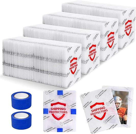 510-Pack Trading Card Shipping Protectors 3.5'' x 4.5'' with 4 Rolls of Tape, Heavy Duty Corrugated Sheet for Safe Shipping, Precut Card Mailers for Sports, MTG, and Collectible Cards (White) by Succwoah