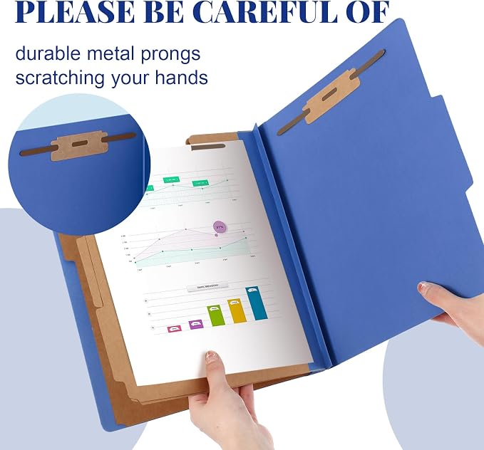 Skyygemm 72 Pcs Classification Folder Letter Size, 3 Divider File,Dark Blue | Back to School Supplies, Pressboard File with Fastener, Expanding Organizer Bulk for School Teacher, Office Employee, Staff - Image 3