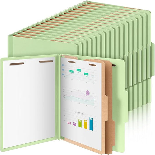 AmazingSpark 72 Pcs Classification Folder Letter Size Bulk, 2 Divider Pressboard File Folder with Expansion 2 Prong Fastener Heavy Duty Office File Organizer for School Medical Document(Light Green) by Unknown