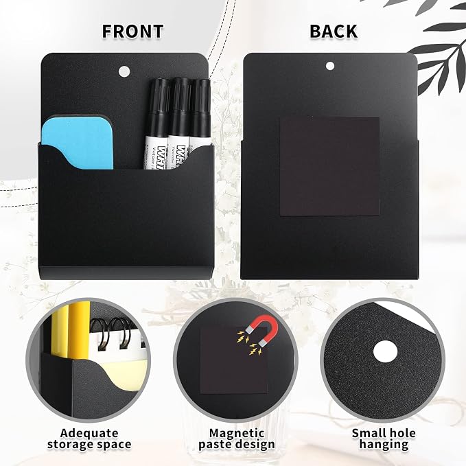 Qunclay 6 Pack Magnetic File Holder Magnetic Paper Holder Fridge Magnet Organizer Letter Size Fridge Pockets Storage Mail Planner Wall File Organizer for Refrigerator Locker Whiteboard (Large) - Image 2