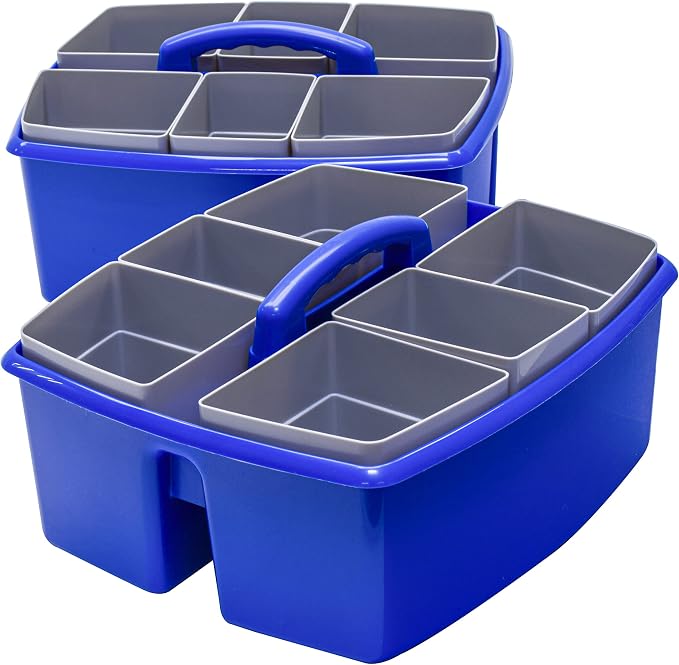Storex Large Classroom Craft Caddy with Cups, 13 x 11 x 6.575 Inches, Blue, Case of 2 (00985A02C) - Image 2